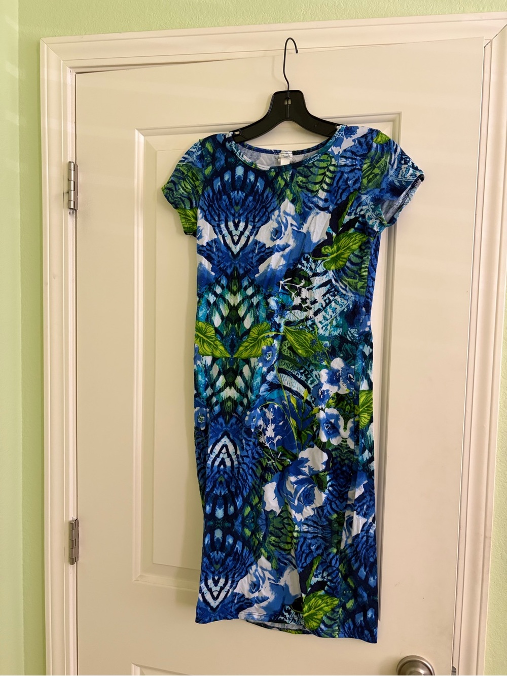 Gracie Blue & Green Floral Midi Dress